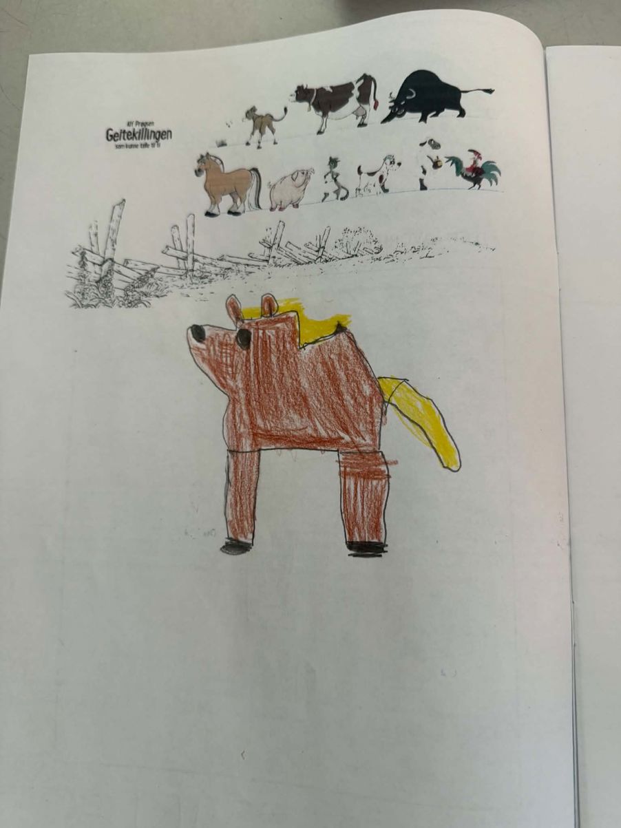 En tegning av en person med ***